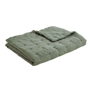 Chloe Washed Linen Bedspread Throw - Celadon