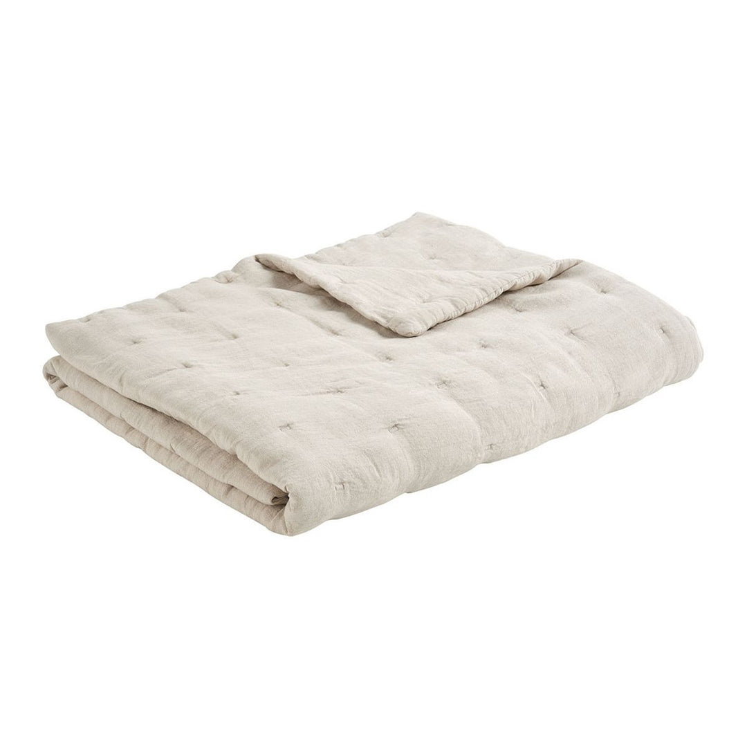 Chloe Washed Linen Bedspread Throw - Ivory