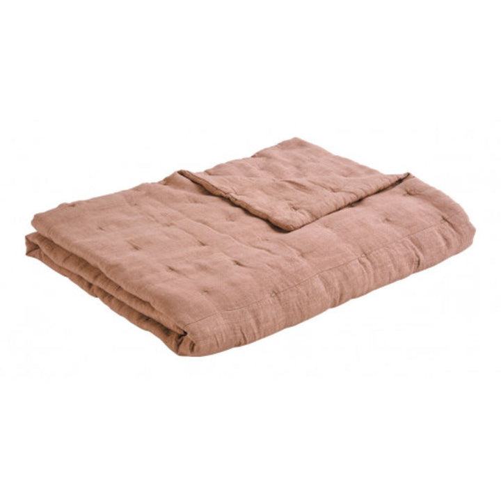 Chloe Washed Linen Bedspread Throw - Blush