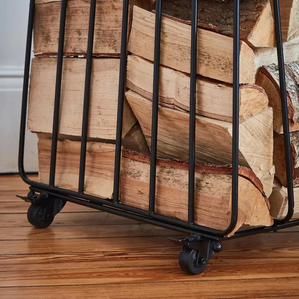 Ivyline Contempory Leather Handle Log Trolley