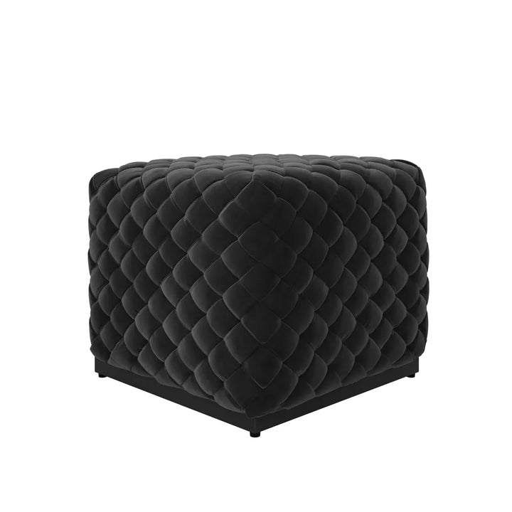 Cleo Basket Weave Pouffe - Black