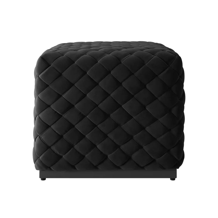 Cleo Basket Weave Pouffe - Black