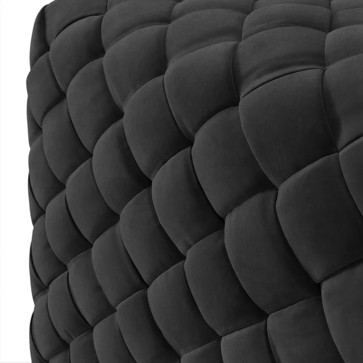 Cleo Basket Weave Pouffe - Black
