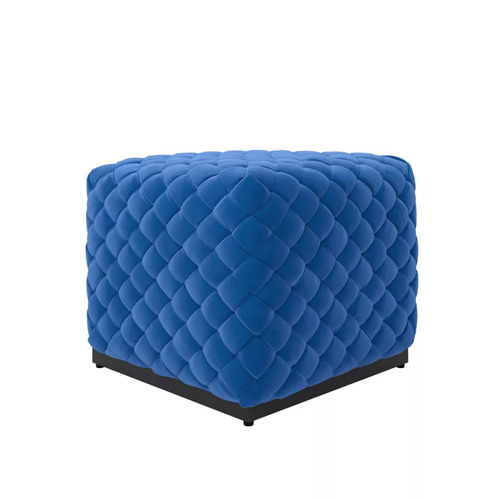 Cleo Basket Weave Pouffe - Cobalt
