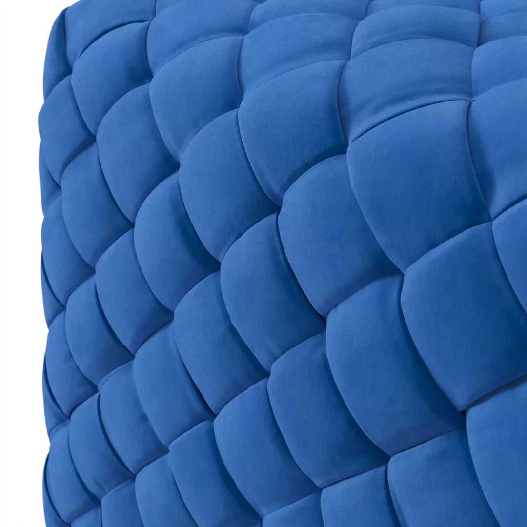 Cleo Basket Weave Pouffe - Cobalt