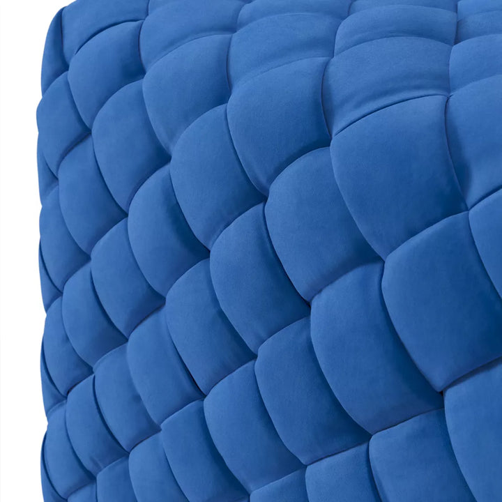 Cleo Basket Weave Pouffe - Cobalt