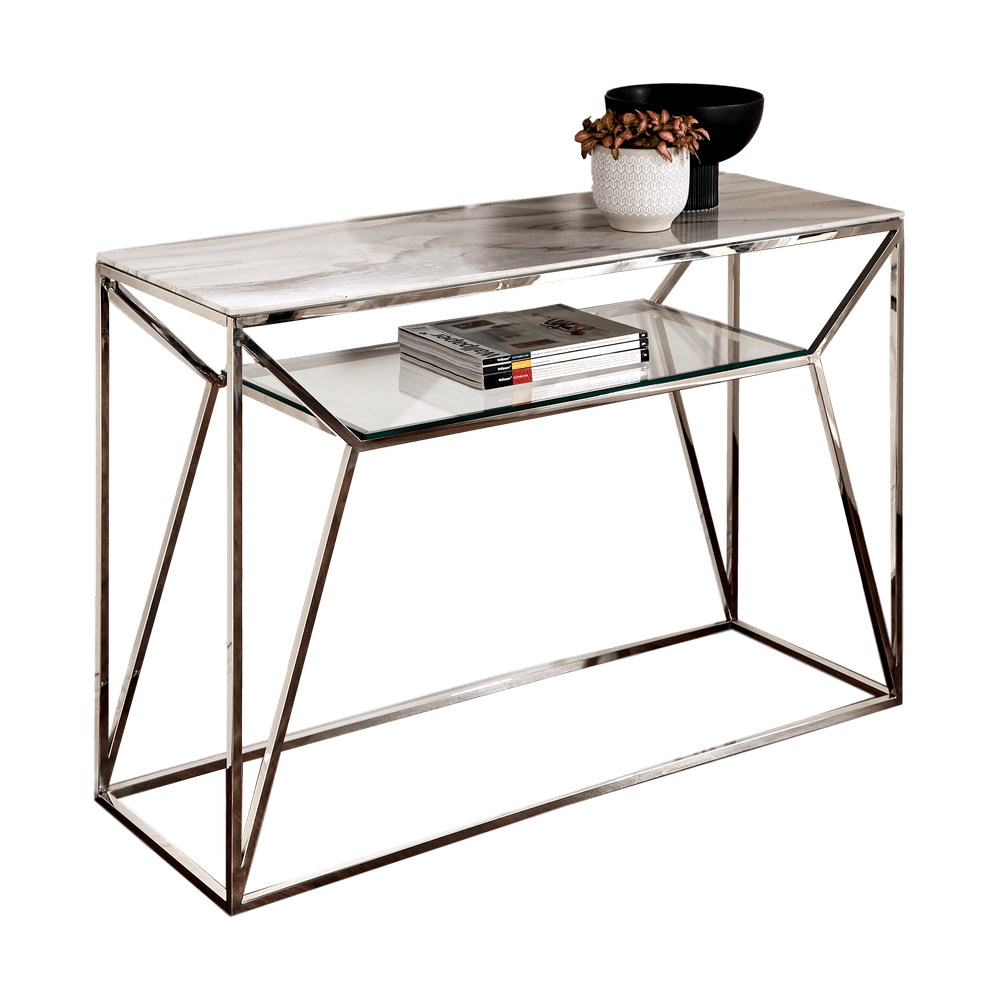  NativeHome-Native Home Marble Glass Console Table-Silver 709 