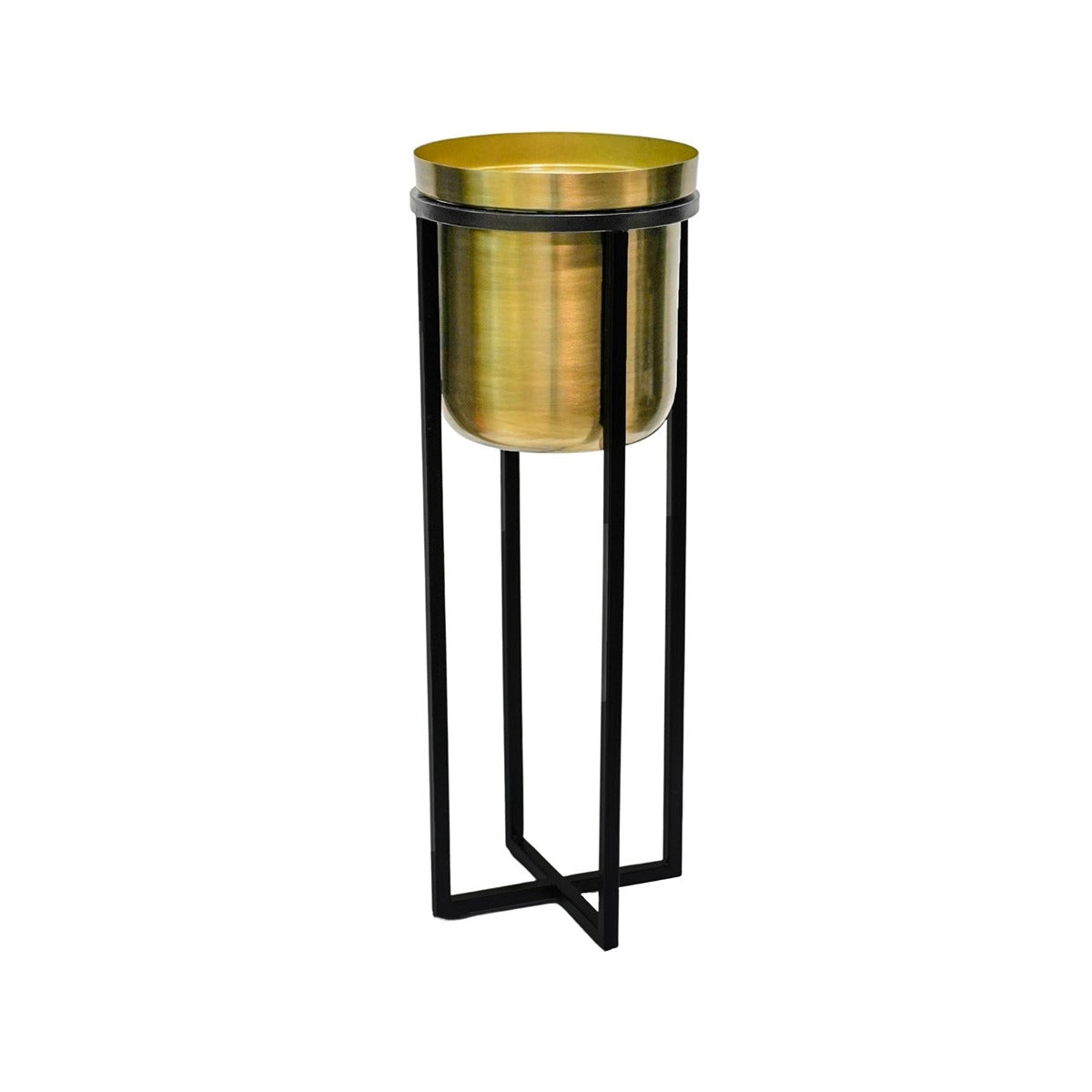 Ivyline Calla Planter Stand in Black & Antique Gold Small