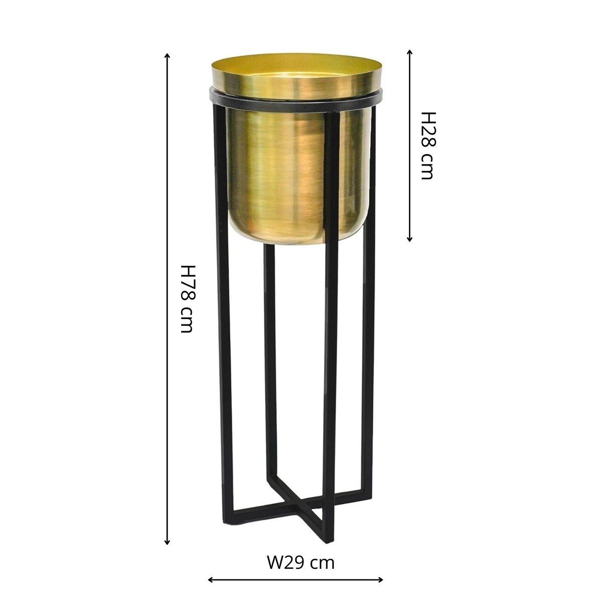 Ivyline Calla Tall Planter Stand in Black & Antique Gold