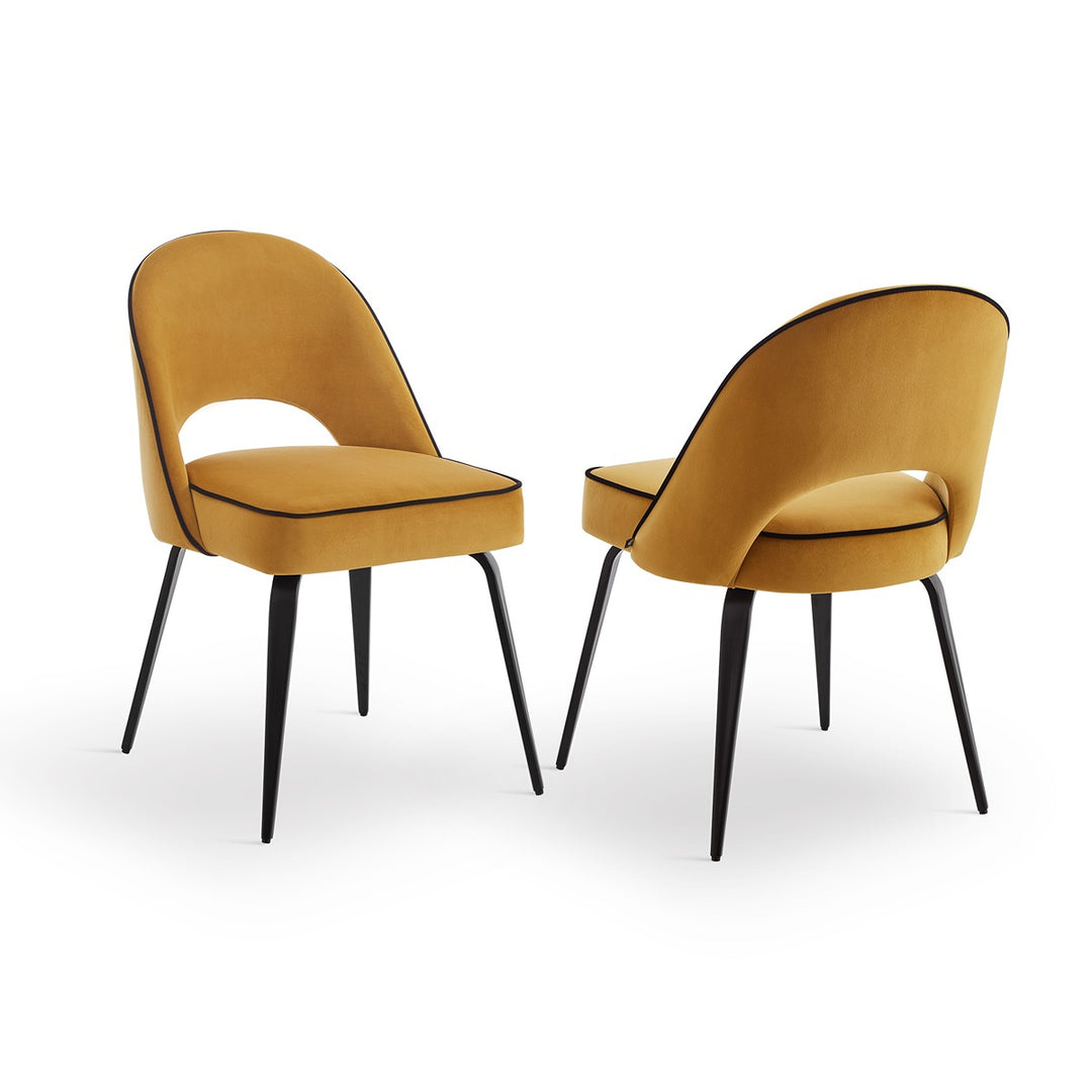 Yves Dining Chair Set of 2 Crib 5 - Megan Mustard/Black Piping LiangAndEimil 3