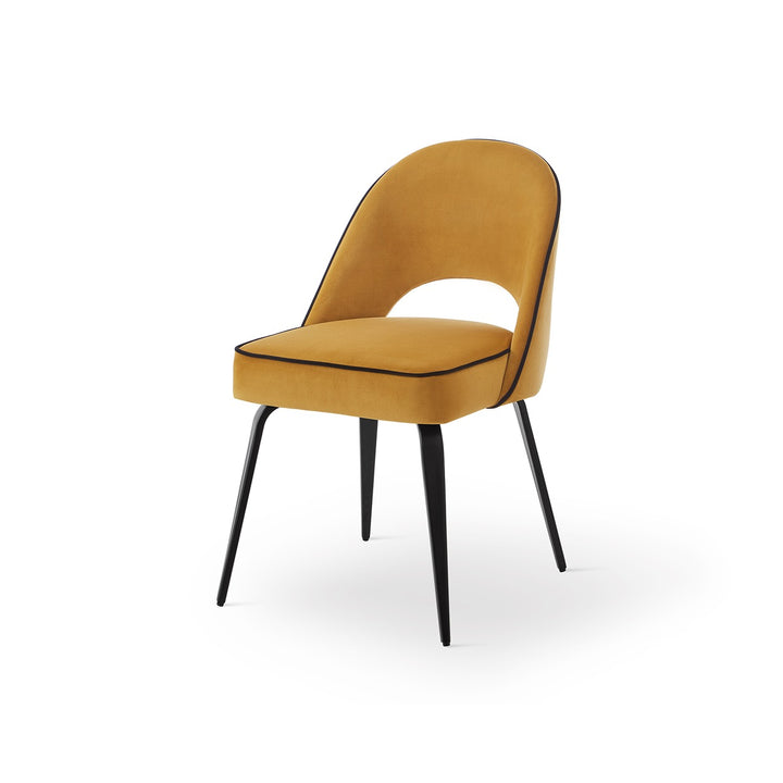 Yves Dining Chair Set of 2 Crib 5 - Megan Mustard/Black Piping LiangAndEimil 4