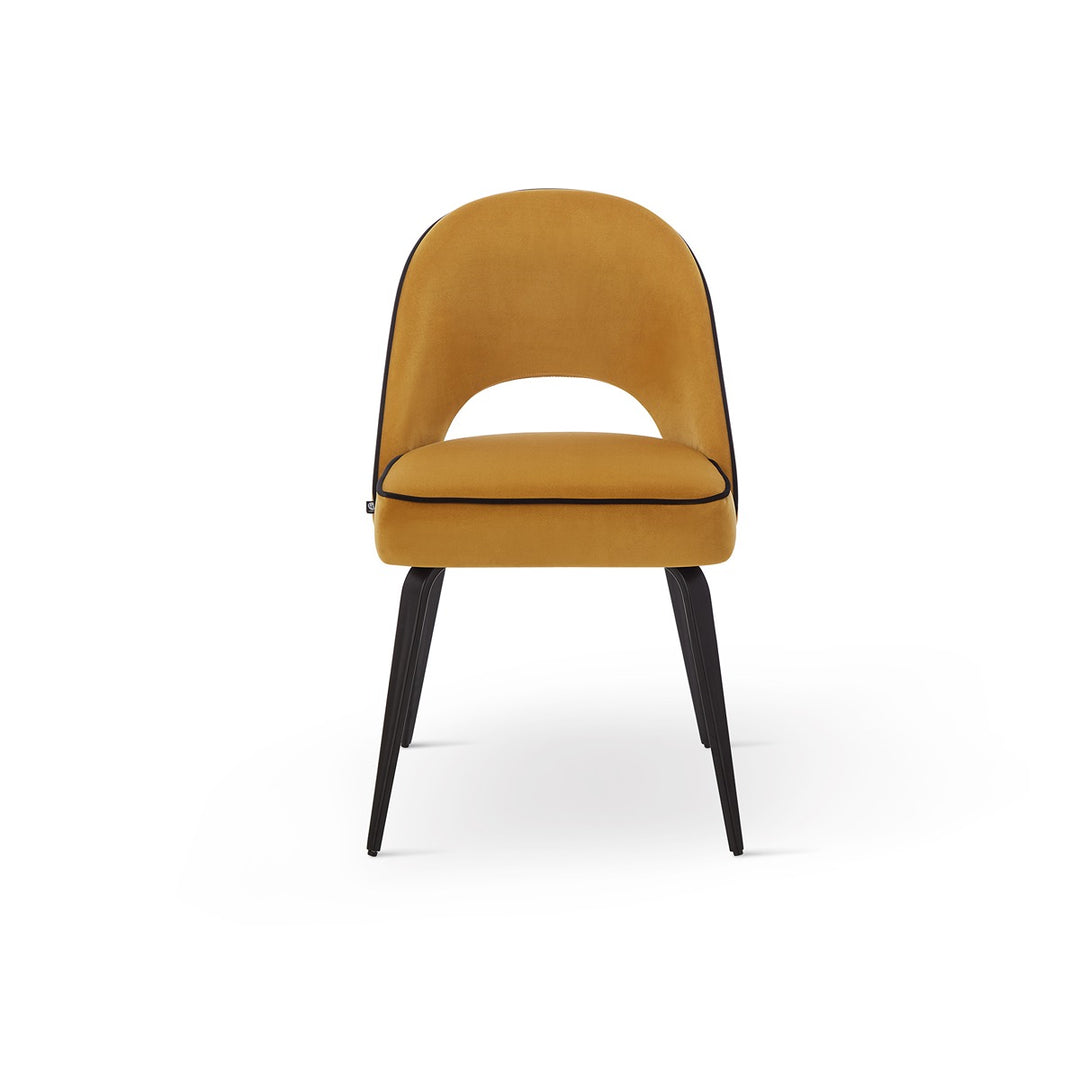 Yves Dining Chair Set of 2 Crib 5 - Megan Mustard/Black Piping LiangAndEimil 1