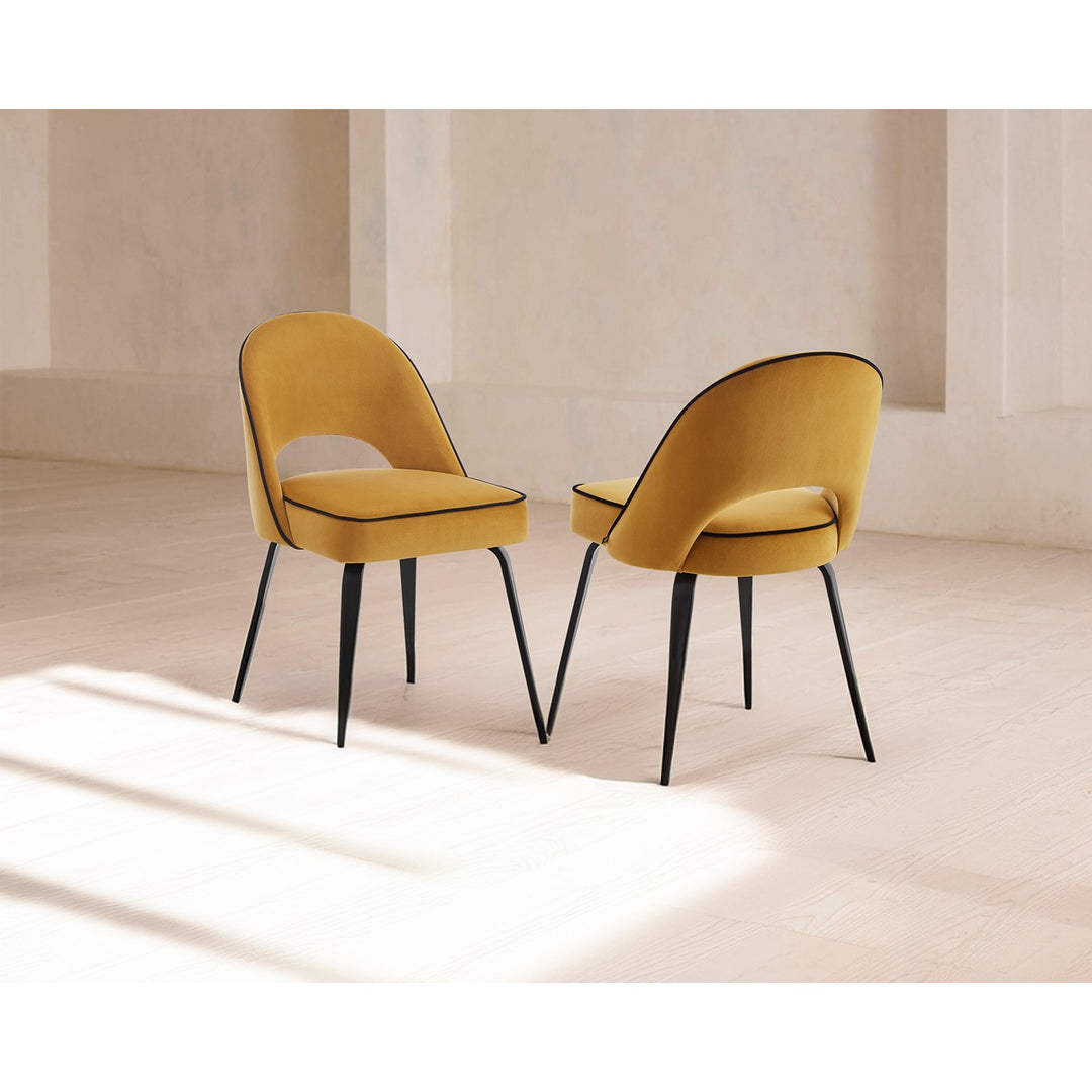 Yves Dining Chair Set of 2 Crib 5 - Megan Mustard/Black Piping LiangAndEimil 2