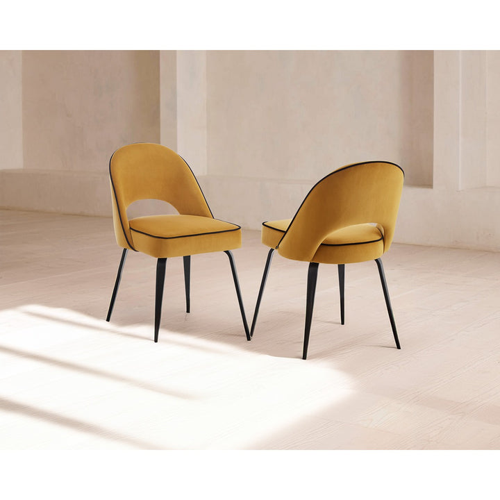 Yves Dining Chair Set of 2 Crib 5 - Megan Mustard/Black Piping LiangAndEimil 2