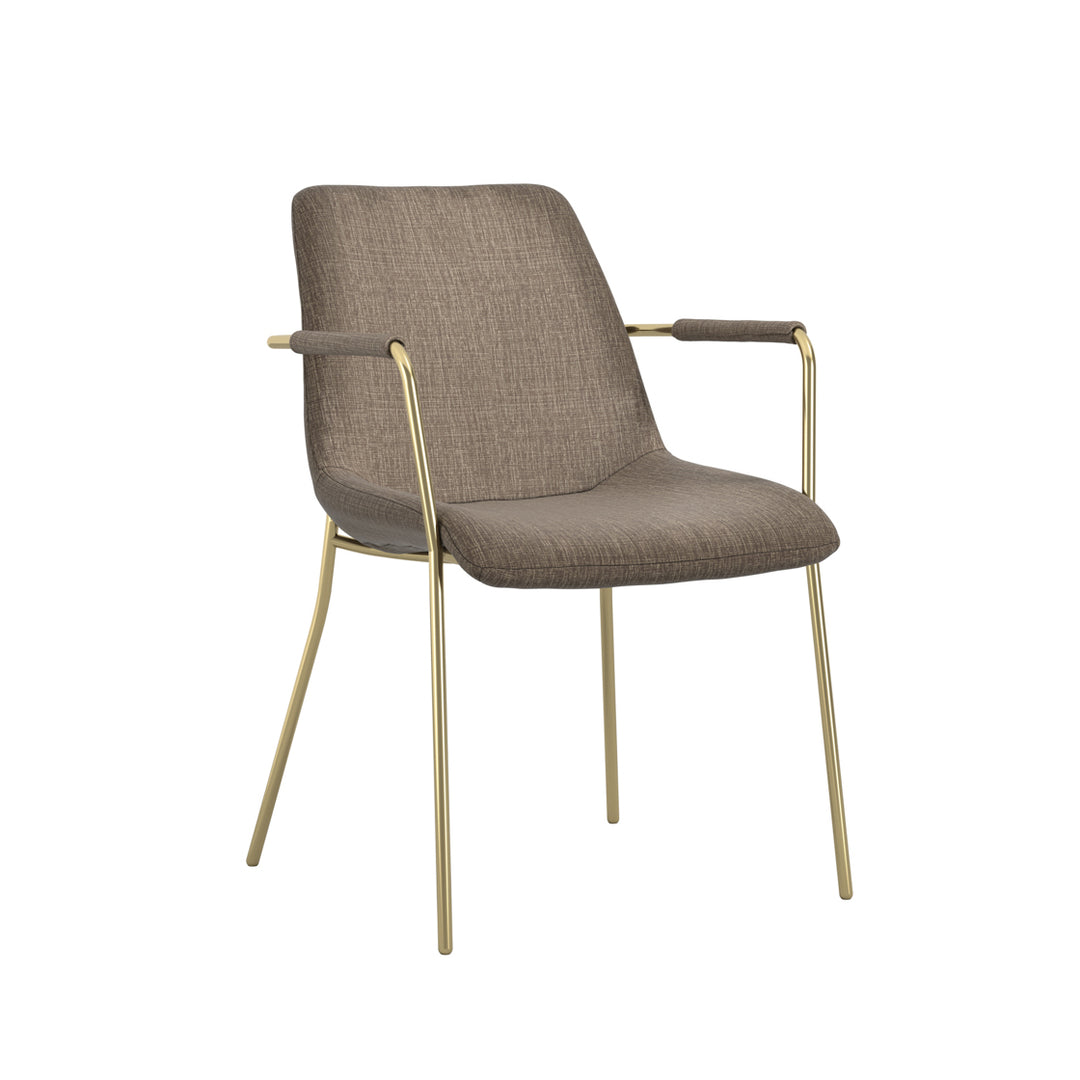 Coral Set of 2 Gold Dining Arm Chairs - Taupe