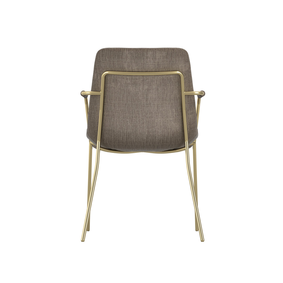 Coral Set of 2 Gold Dining Arm Chairs - Taupe