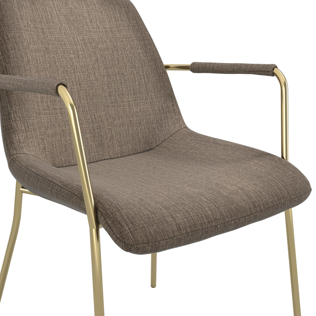 Coral Set of 2 Gold Dining Arm Chairs - Taupe
