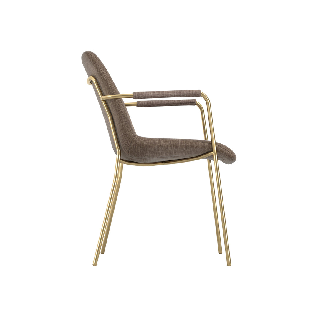Coral Set of 2 Gold Dining Arm Chairs - Taupe
