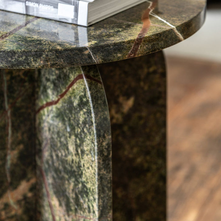 Charmouth Marble Round Side Table - Ember