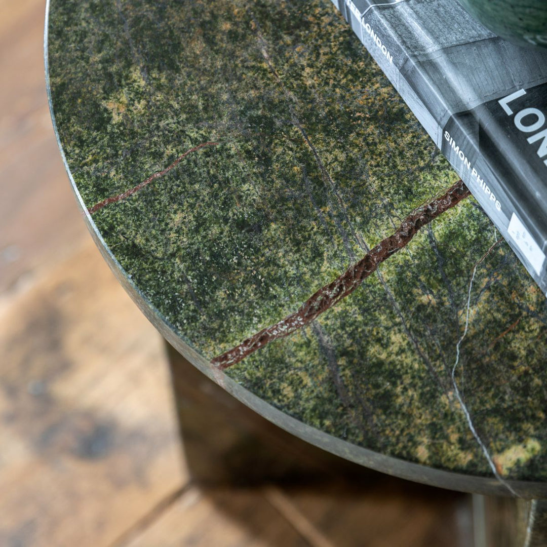 Charmouth Marble Round Side Table - Ember