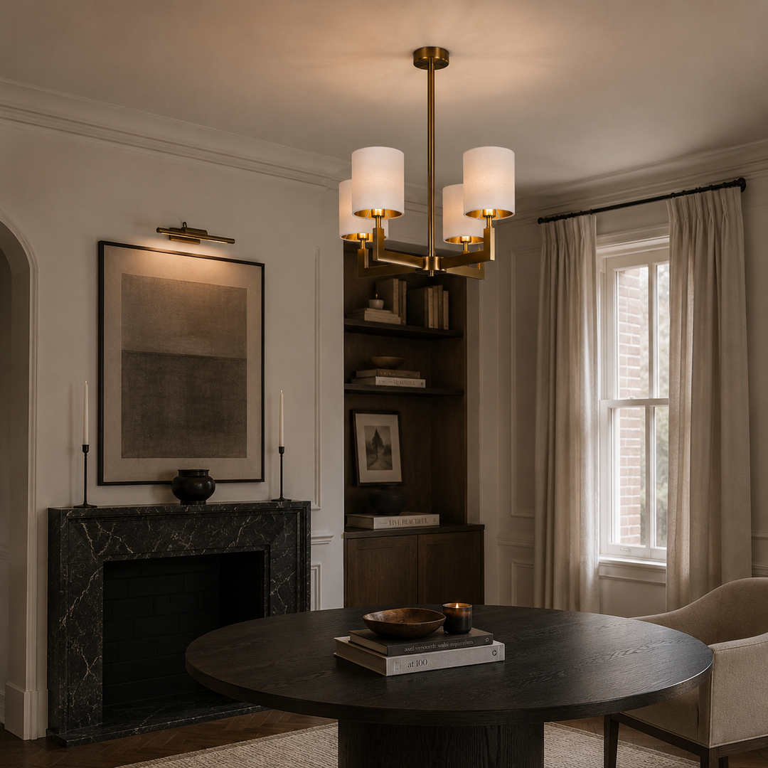 Ealga 4 Arm Finish Chandelier - Antique Brass