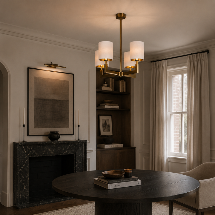 Ealga 4 Arm Finish Chandelier - Antique Brass