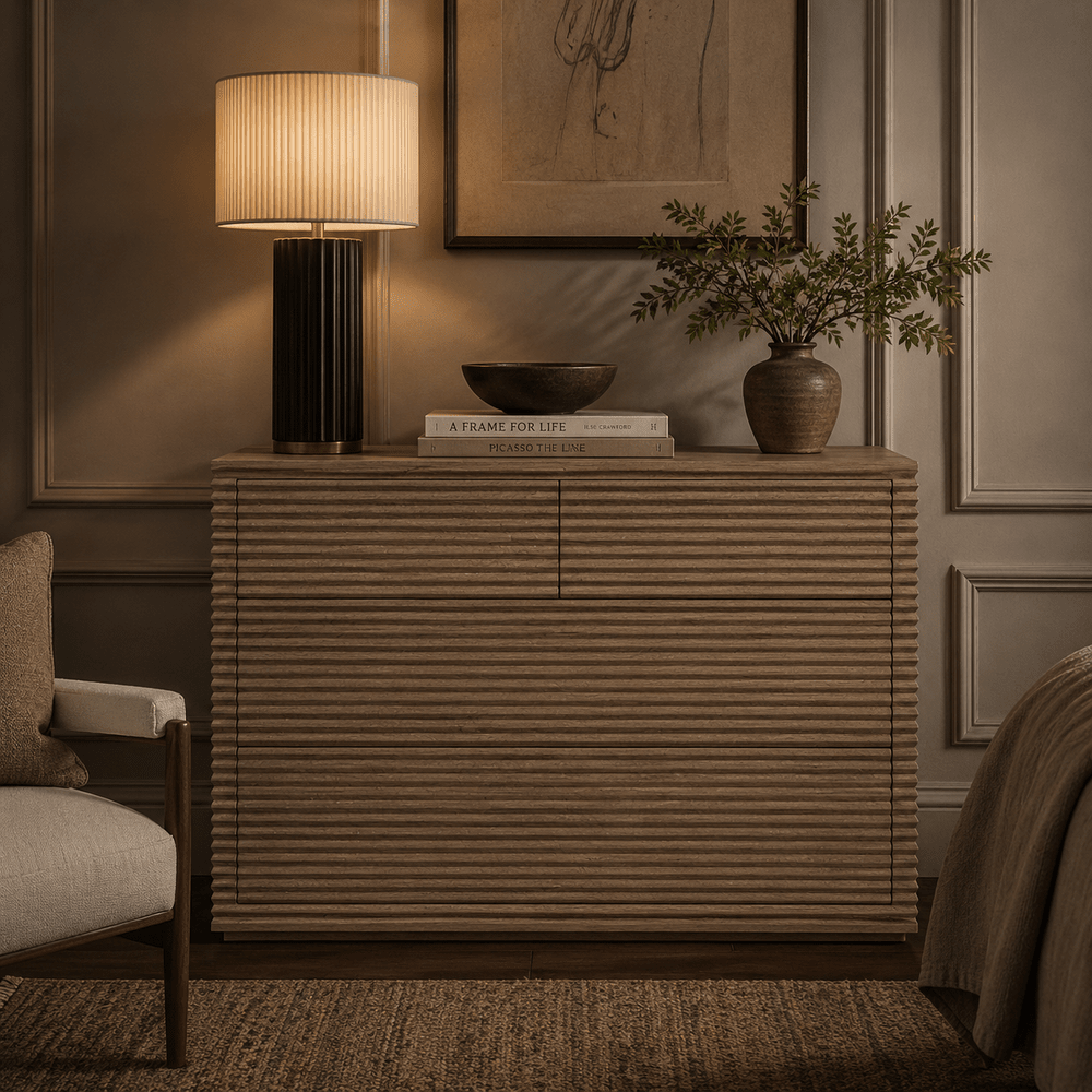 Wickham Chest of Drawers - Ribbed Oak