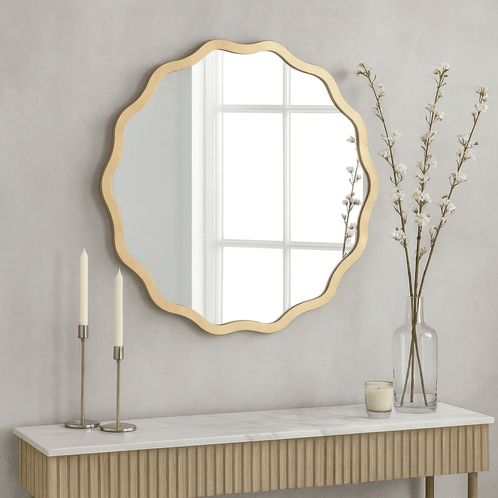 Rowan Round Wall Mirror - Gold Yearn Mirrors 1