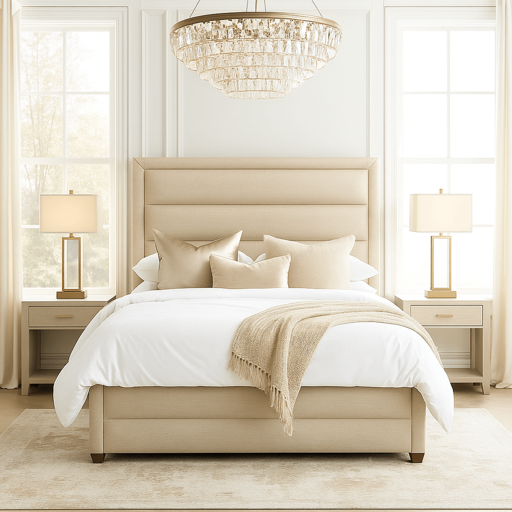 Camilla Luxury Panelled Upholstered Bed - Stone Home of Beds 2