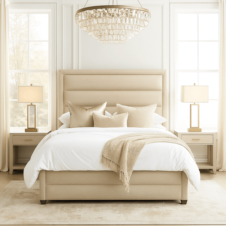 Camilla Luxury Panelled Upholstered Bed - Stone Home of Beds 2