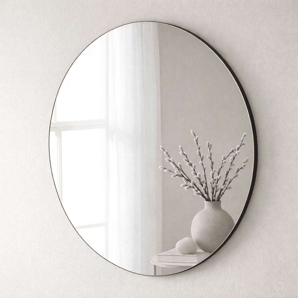 Cora Round Wall Mirror 60cm - Black