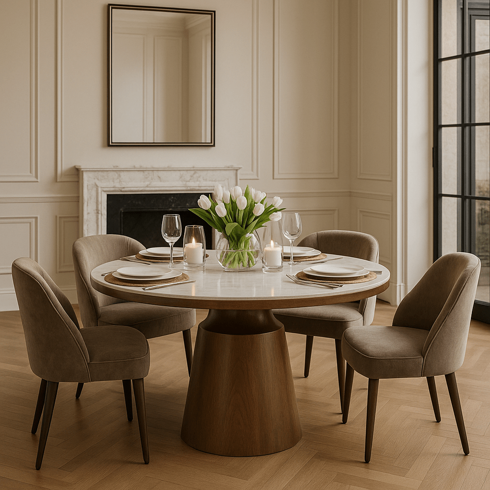 Willow 4 Seater Round Dining Table - Tobacco Walnut Twenty Ten 2