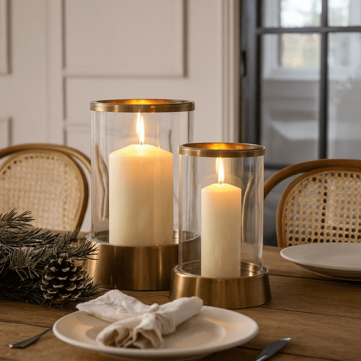 Hampton Hurricane Lantern - Antique Brass Ivyline 1