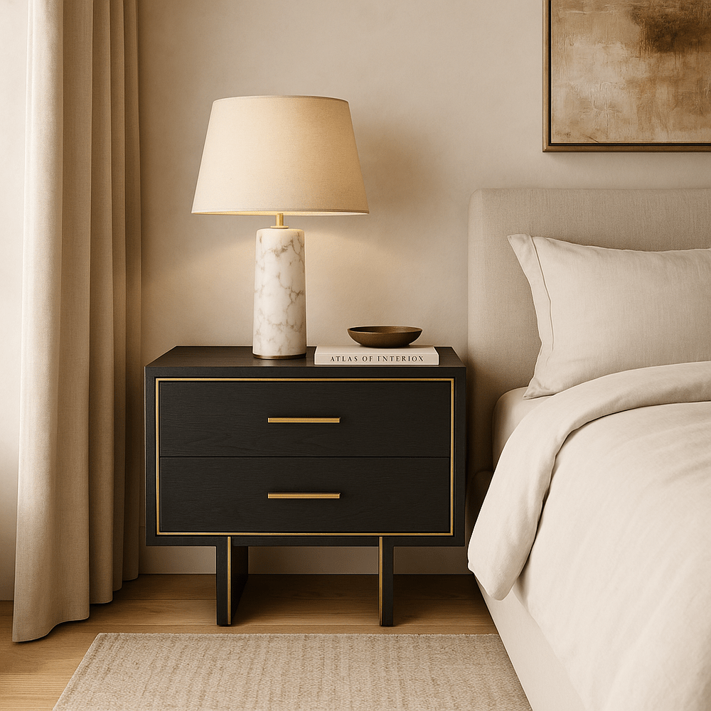 Tigur Bedside Table - Black Ash Veneer LiangAndEimil 2