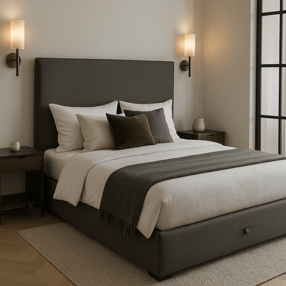 Nilah King Size Bed - Smoke GalleryDirect 2