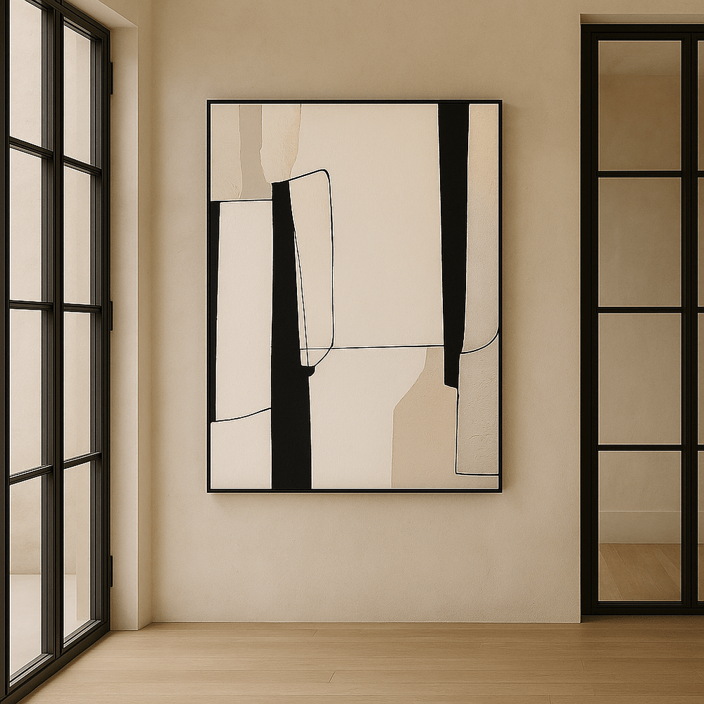 Urban Echo Oil Painting - Cream, Black & White LiangAndEimil 2