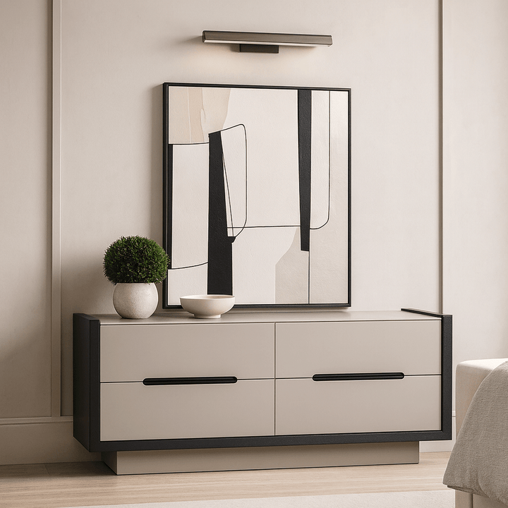 Antara Chest of Drawers - Grey Vegan Leather Matt Black LiangAndEimil 2