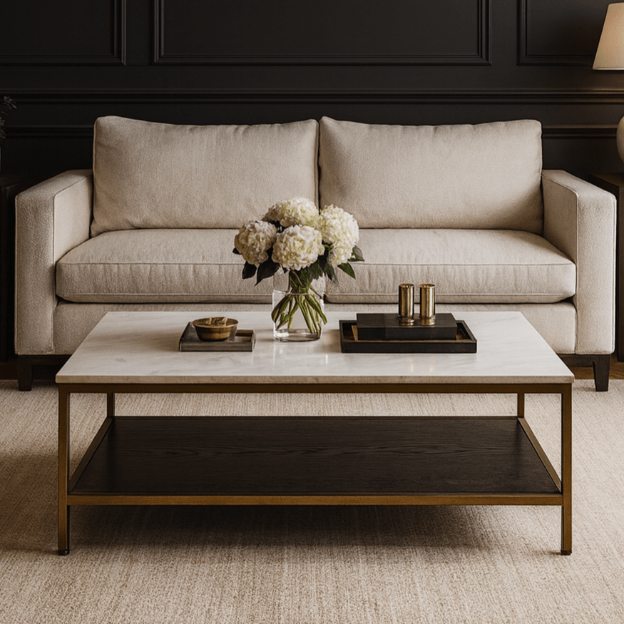 Max Rectangular Coffee Table - White Marble LiangAndEimil 2