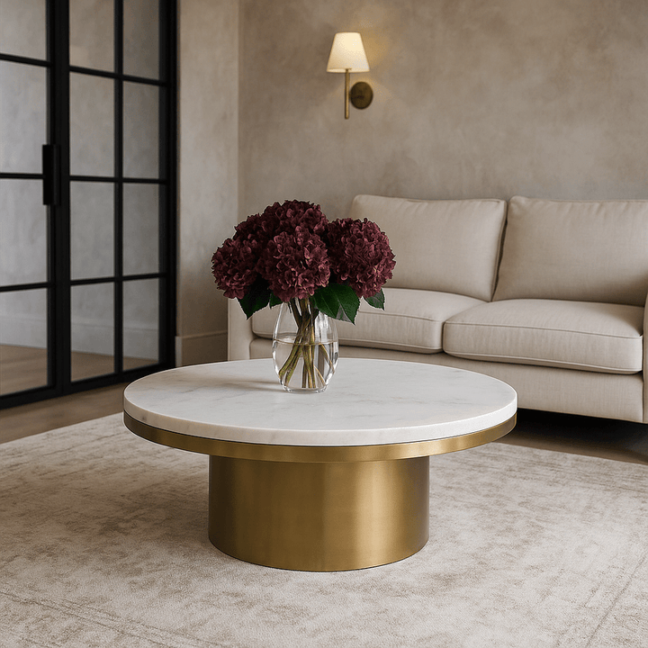 Camden Round Coffee Table - White Marble LiangAndEimil 2