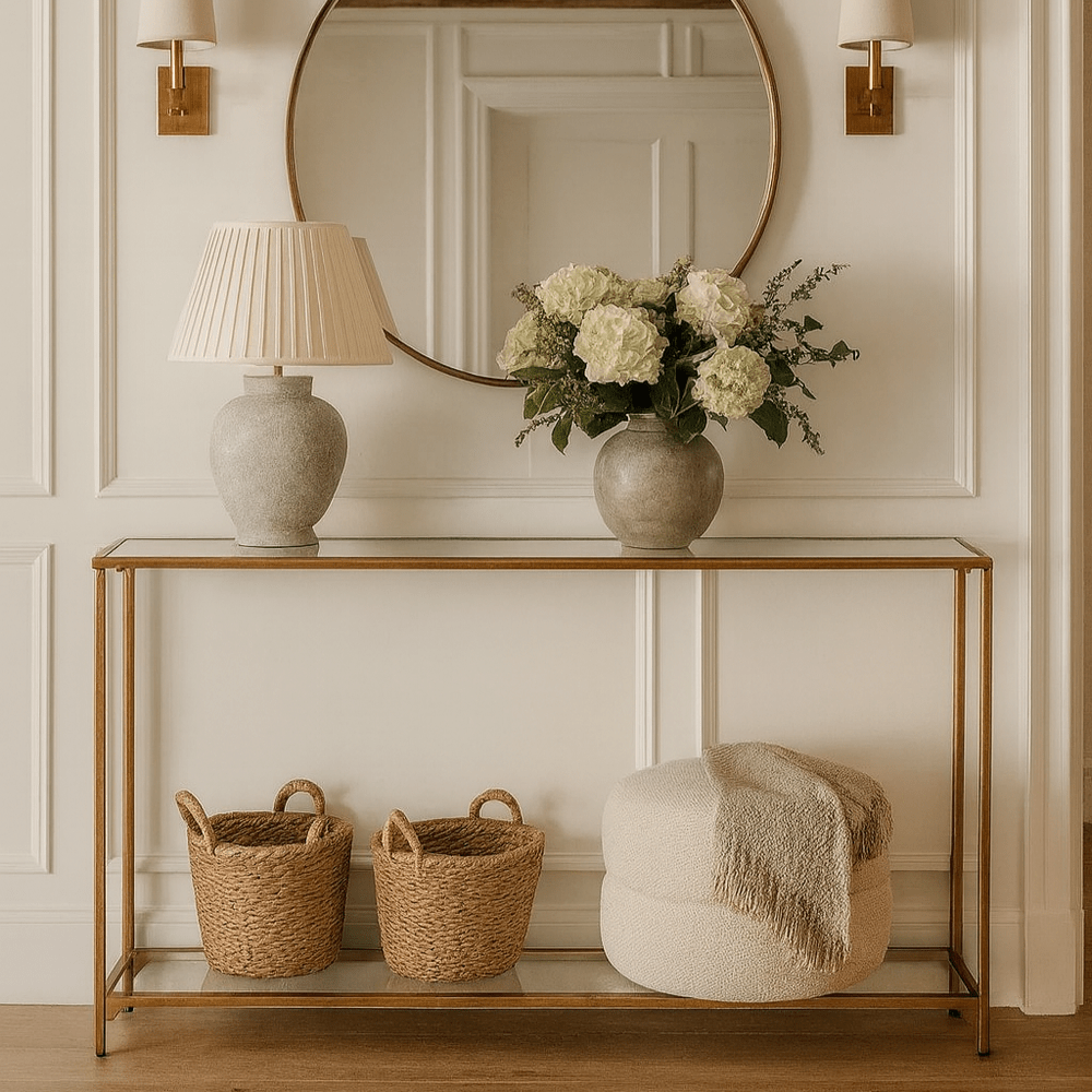 Slimline Console Table - Gold Finish Keiichi 2
