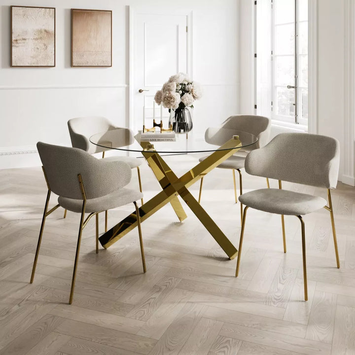 Joni Gold Set of 2 Dining Chairs - Wheat