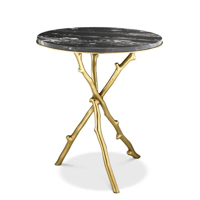 Eichholtz Westchester Side Table in Gold Finish & Marble Top