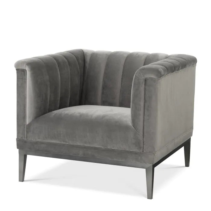 Raffles Chair - Roche Porpoise Grey Velvet Eichholtz 3