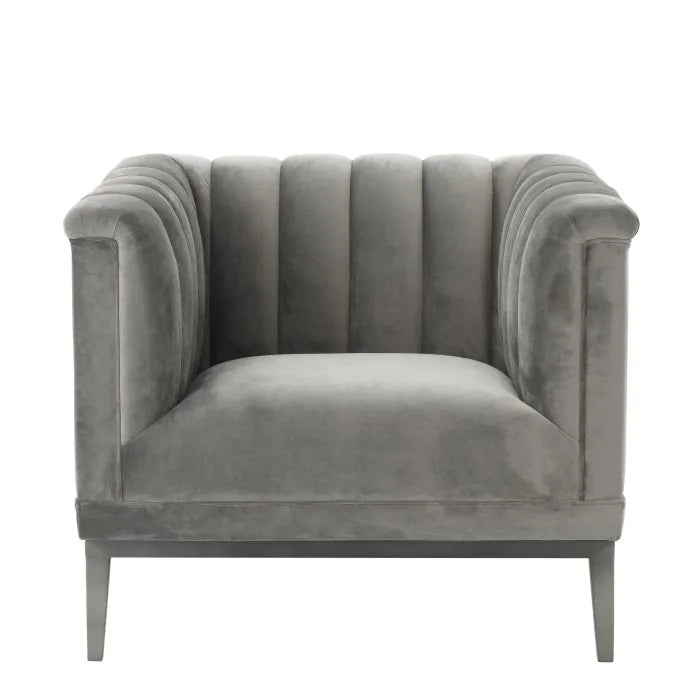 Raffles Chair - Roche Porpoise Grey Velvet Eichholtz 1