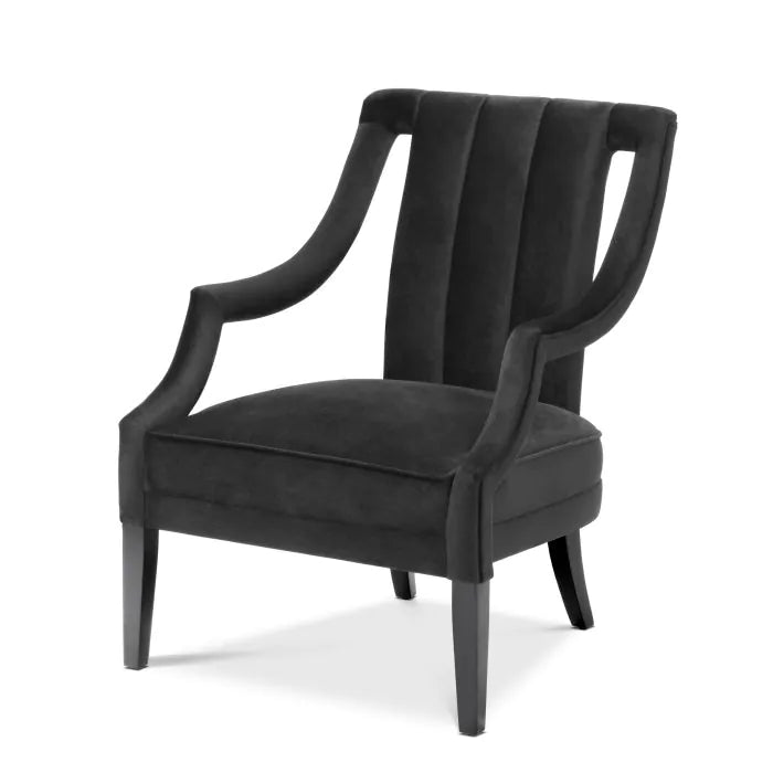  Eichholtz-Eichholtz Ermitage Chair in Roche Black Velvet-Black 821 