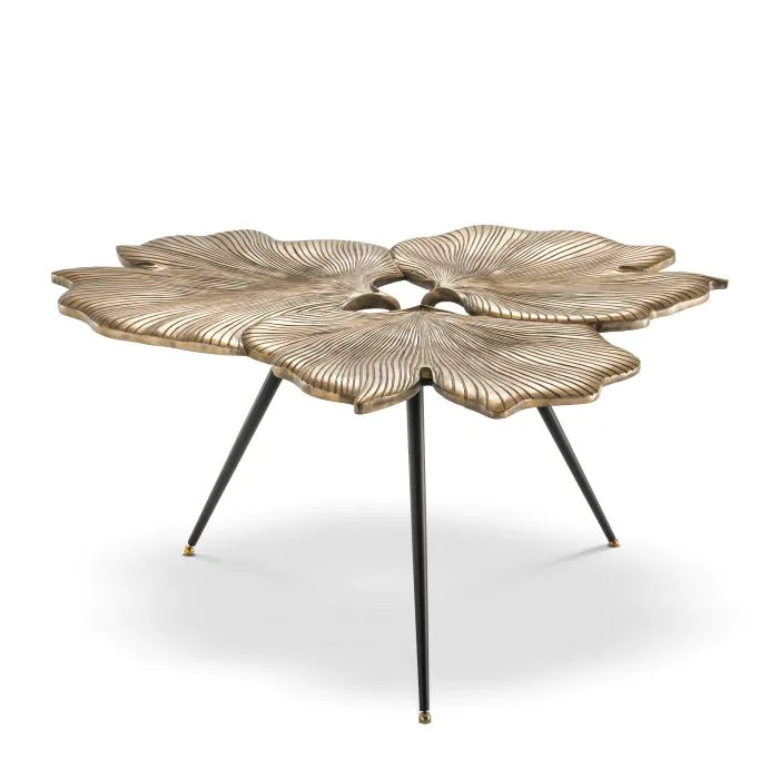 Eichholtz Ginkgo Side Table in Vintage Brass Finish