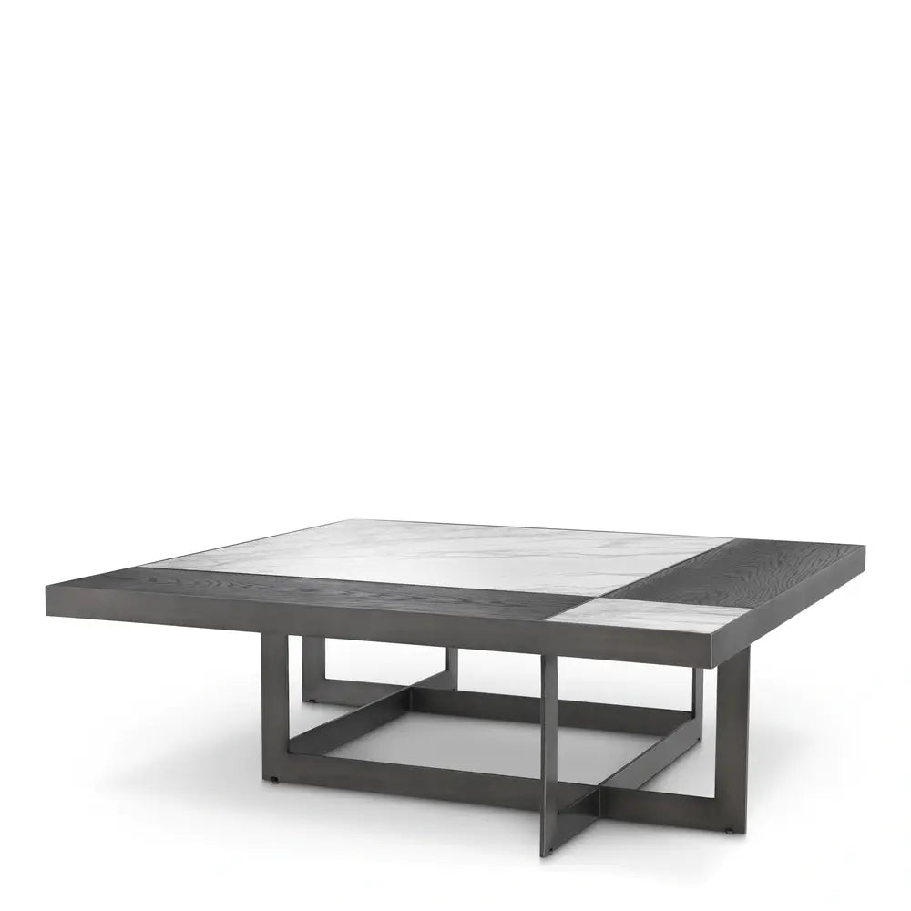 Hermoza Marble Square Coffee Table - Oak Veneer & Bronze Finish Eichholtz 1