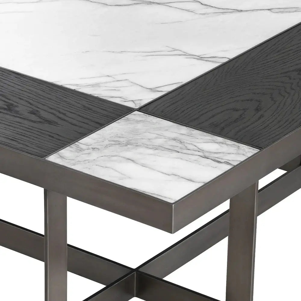 Hermoza Marble Square Coffee Table - Oak Veneer & Bronze Finish Eichholtz 3