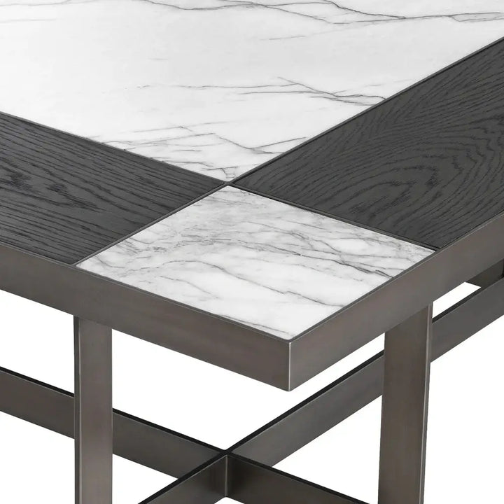 Hermoza Marble Square Coffee Table - Oak Veneer & Bronze Finish Eichholtz 3