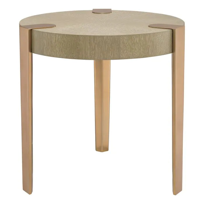 Eichholtz Oxnard Side Table in Washed Oak Veneer Br Brass